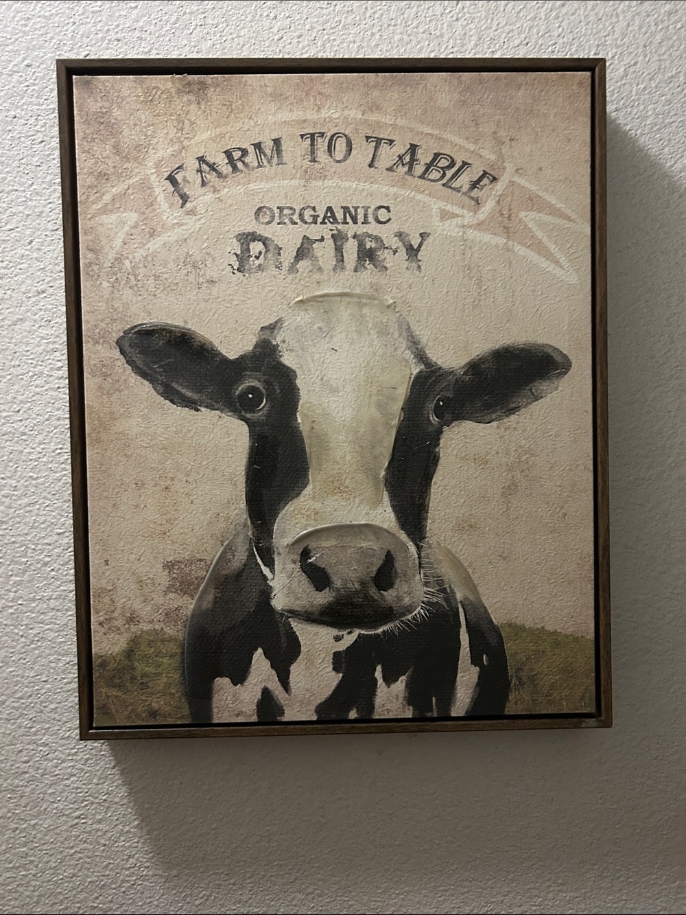 Farm to Table Organic Dairy Cow Wall Art - Black White
